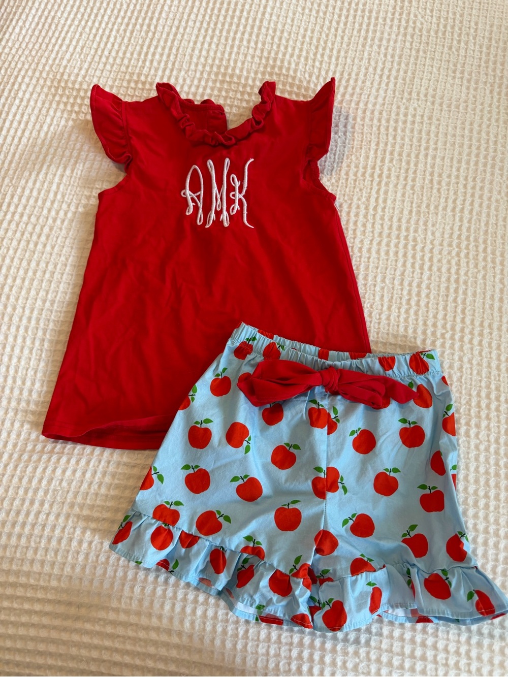 Stitchy Fish Light Blue Red Apple Bottoms